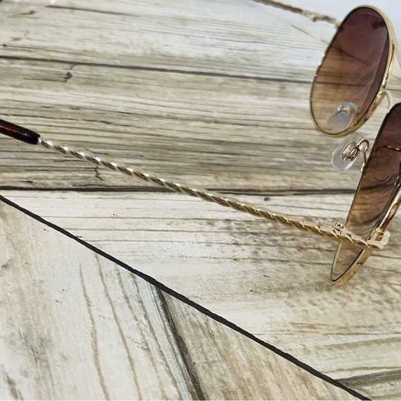 Brown and Gold Aviator Sunglasses - Picture 4 of 6